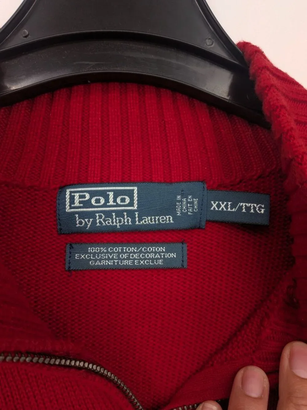 Vtg Polo Ralph Lauren Quarter Zip Chunky Knit Sweater Pullover Pony Y2K XXLarge